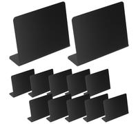HORIALENCE 12 Pcs Mini Ardoises de Table en Pvc Noir, Panneaux Stables de L, pour Menus Alimentaires et Étiquettes en Boutique