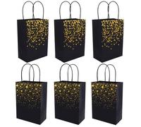 HORIALENCE 12pcs Pochette Fourre-tout en Papier Kraft Noir Pliable et Réutilisable Grosse Capacité pour Occasions Quotidiennes et Voyages