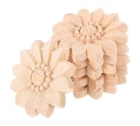 HORIALENCE 6 Pièces Applique Sculptée en Bois, Ornements en Bois Massif, Rond, Kaki, pour Meubles et Portes, Décoration Élégante pour Salons et Intérieur