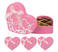 HORIALENCE Lot de 4 Boîtes à Chocolats en Papier de Cœur, Coffret Chic pour Emballage Saint-Valentin et Fête des Mères