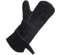 HORIALENCE Moufles Ignifugés en Cuir Noir pour Barbecue Cuisine, Protection Supérieure des Mains Résistante la Chaleur et Isolation Thermique