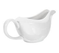 HORIALENCE Pichet à Sauce en Céramique Blanc 400ml Poignée, Saucière Élégante pour Restaurants et Traiteurs, Barquette de Sauce Brune Design Exquis
