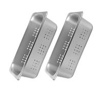 HORIALENCE Plateau Alimentaire Perforé Rectangulaire 1/3 Taille en Acier Inoxydable Argenté Résistant la Déformation pour Buffet et Restaurant, Lot de 2 Pièces