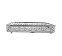 HORIALENCE Plateau Miroir Décoratif Métal Argenté Plateau Miroir Rectangulaire pour Salle de Bain Organisateur de Vanity pour Bijoux et Cosmétiques pour Table de Toilette et Mariage
