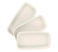 HORIALENCE Pots de Fleurs Plastique, Lot de 3, Soucoupe Rectangulaire | Bonsaï et Succulentes, Usage Intérieur sur Table, Blanc Beige, Fond Plat Lisse