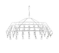 HORIALENCE Séchoir à Chaussettes en Acier Inoxydable Argenté, Construction Robuste, Multi-Usage 30 Pinces, pour Sécher Chaussettes et Serviettes en Intérieur et Balcon