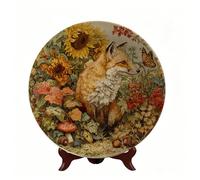Horienteeon Assiettes décoratives en forme de renard, papillon, forêt d'automne, renard, assiette décorative à suspendre au mur pour cuisine, salle à manger, armoire à vin, décoration d'intérieur