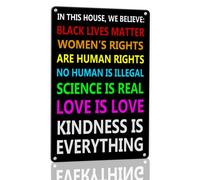 Horienteeon Panneau en aluminium avec inscription « In This House We Believe Science Is Real Black Lives Matter » - 30 × 40 cm - Plaque en aluminium robuste antirouille - Black Lives Matter - Pour