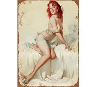 Horienteeon Pin-up Girl Chevet Manière en métal vintage pour décoration murale 20 x 30 cm