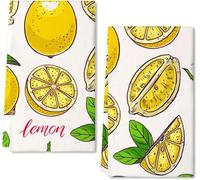 Horienteeon Torchons de cuisine en coton motif citron pour le séchage de la cuisine (40,6 x 61 cm) - Torchons de vaisselle pour le nettoyage de la maison et de la cuisine