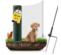 horizont Clôture pour Chien - 20 m x 90 cm - 12 piquets à Double Pointe - Maille étroite - Clôture de délimitation Fix - Clôture de Jardin à Clipser - Clôture Mobile pour Chiens et Camping