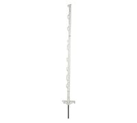 horizont Piquet de clôture plastique 10 pièces blanc, hauteur 108cm, double marche, piquet plastique avec oeillets pour rubans, cordes, torons, piquet de clôture plastique