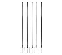 horizont strongLine Lot de 5 piquets supplémentaires pour filets, 120 cm au-dessus du sol, longueur totale de 135 cm, en fibre de verre, à double pointe, noir, piquets supplémentaires pour filets de