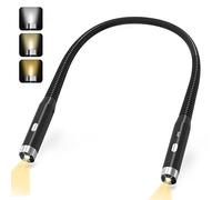 HORJOR Lampe De Lecture De Cou Rechargeable LED 3 Couleurs - Liseuse Luminosité Réglable Pour Lire Au Lit, Tricoter, Réparation - Confortable Et Flexible, Noir