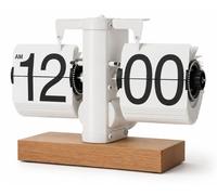 Horloge à bascule automatique, horloge de table rétro, format 24 heures, en bois de hêtre, 20,5 cm