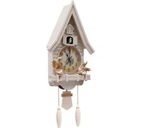 Horloge à coucou - Horloge murale - Style antique - Fonctionne à piles, cadran analogique - Sonne de 6 h à 21 h - 32,5 × 11 × 69 cm - 2 piles C + 2 piles AA (piles non fournies) - Blanc
