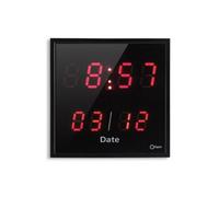 Horloge a date électrique led 28x28 cm rouge