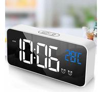 Horloge à panneau électrique, buzzer et minuterie, réveil numérique, réveil numérique LED, miroir, horloge de bureau, réveil de voyage rechargeable par USB, 4 niveaux de luminosité