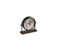 Horloge à poser Globe en métal Noir déco rétro H 20 cm
