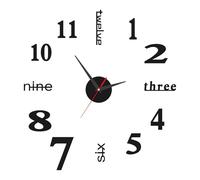 Horloge adhésive 3D grande, 40 cm, design moderne, mécanisme silencieux, mural utilisée pour décorer le mur vide pour la maison, le bureau - Noir