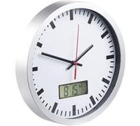 St. Leonhard Horloge murale analogique - Affichage digital date & température - Gris rond