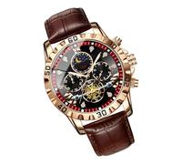 Horloge Analogique Avec Phases De Lune - Cuir PU En Métal, 4,4 Cm, Montres Pour Hommes, Style Décontracté Élégant | Montre Décontractée, Montre De Mode Pour Le Bureau D'affaires, Cadeau Quotidien En P