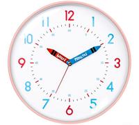Horloge Apprentissage Chiffres 3D 25cm Enfant(pink) | Chiffres 3D lisibles, grand pour cadran 25cm, pour vue de loin, style , pour décor minimaliste rose