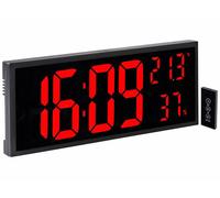 Lunartec Horloge digitale LED XXL rouge avec télécommande et hygro/thermomètre