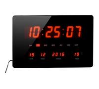 Orium Horloge LED Chronos - Rouge, murale ou à poser, multifonctions 36 x 22 cm Noir