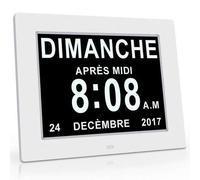 Horloge Calendrier - Alarme - Auto Dimming pour Les personnes âgées / alzheimer et les enfants - Blanc
