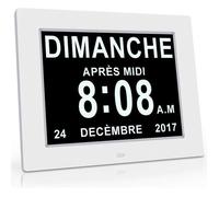 Horloge Calendrier - Auto Dimming pour Les Personnes Âgées / Alzheimer et les enfants -Blanc