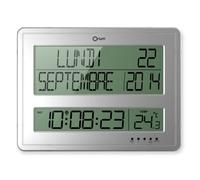 Horloge calendrier Grands Caracteres 43x32,5 cm blanche argent G