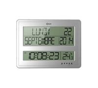 Horloge calendrier Grands Caracteres 43x32,5 cm blanche argent G