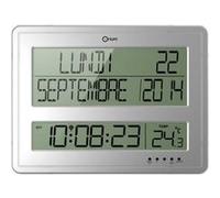 Horloge calendrier Grands Caracteres 43x32,5 cm blanche argent G