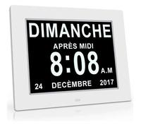 Horloge Calendrier - LECHEO - Alarme - Auto Dimming - Blanc - Pour Seniors et Enfants