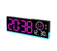 Horloge calendrier LED avec grands chiffres de, C | Affichage numérique de l ' heure, de la date et de la température, cadre fin, icônes d ' alarme pour décoration de