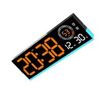 Horloge calendrier LED avec grands chiffres de, Orang light, D | Affichage numérique de l ' heure, de la date et de la température, cadre fin, icônes d ' alarme pour décoration de