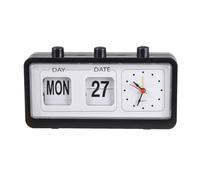 Horloge Calendrier Manuelle, Affichage Heure Date Jour, Réveil Simple noir | Plastique Résistant, Réglage Précis, pour Bureau ou Table, Chambre et Espace de Travail, sans Piles Incluses