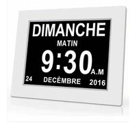 Horloge calendrier numérique 7 pouces avec date et heure, horloge Alzheimer pour parents, rappel de médicaments Blanc -20.414.32.4cm