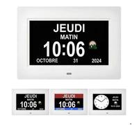 Horloge calendrier numérique - Memwake - 7 pouces - affichage clair - idéal Alzheimer horloge - design contemporain- blanc