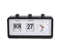 Horloge Calendrier Numérique Noire, Alarme manuelle | Boîtier Plastique, Lecture Claire, Aide à Ponctualité, pour Bureau, Table, Étude ou Chambre, sans Piles