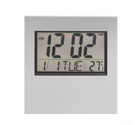 Horloge calendrier numérique verticale avec grand écran, mise à jour automatique de la date, thermomètre et alarme, design en plastique blanc pour la maison