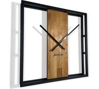 Horloge carrée en chêne Loft Square métal 50cm z231-a-1