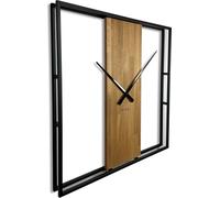 Horloge carrée en chêne Loft Square métallique 80 cm z231-a-1