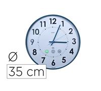 Horloge co2 cep diametre 35cm affiche heure format analogique et niveau qualite air coloris blanc et bleu