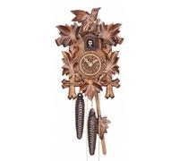 Horloge coucou à 5 lames, décorée avec un oiseau, mouvement d'une journée, alimentée par des poids