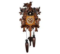 Horloge coucou avec 5 disques, décorée d'un oiseau, mouvement d'horlogerie à quartz, en bois de noyer