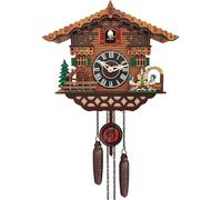 Horloge coucou avec extinction nocturne, double mécanisme d'heures, en bois, 45 cm