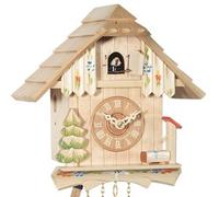 Horloge coucou chalet couleur bois naturel 20 cm option : à piles