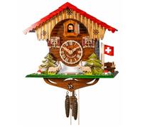 Horloge coucou chalet suisse chamois et toit rouge